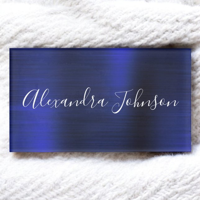 Navy Blue Metallic Foil Modern Business Name Tag (Creator Uploaded)
