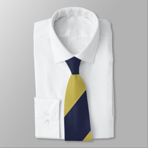 Navy Blue  Metallic Gold Broad Regimental Stripe Tie