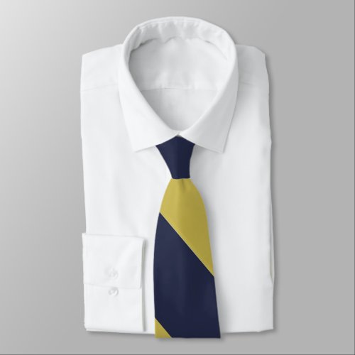 Navy Blue  Metallic Gold Broad University Stripe Tie