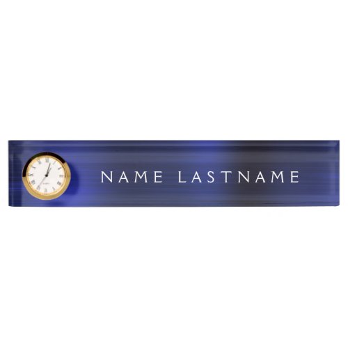Navy Blue Metallic Luxury Professional Executive Desk Name Plate