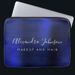 Navy Blue Metallic Monogram Business Professional Laptop Sleeve<br><div class="desc">Modern Navy Blue Faux Metallic Stainless Elegant Monogram Promotional Laptop Bag or Sleeve Promotional (promo) advertisement Case. This classy professional business computer case can be customized to include your monogrammed script signature name and job title profession or position.</div>