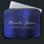 Navy Blue Metallic Monogram Business Professional Laptop Sleeve<br><div class="desc">Modern Navy Blue Faux Metallic Stainless Elegant Monogram Promotional Laptop Bag or Sleeve Promotional (promo) advertisement Case. This classy professional business computer case can be customized to include your monogrammed script signature name and job title profession or position.</div>
