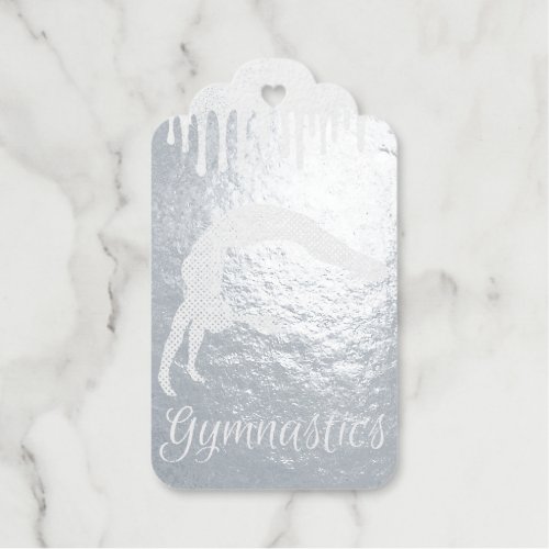 Navy Blue Metallic Silver Sparkle Gymnastics Foil Gift Tags