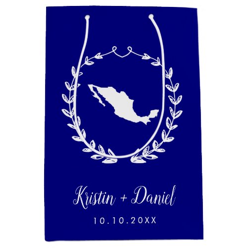 Navy Blue Mexico Map Wedding Welcome Swag Medium Gift Bag