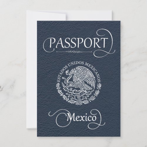 Navy Blue Mexico Passport Save the Date Card