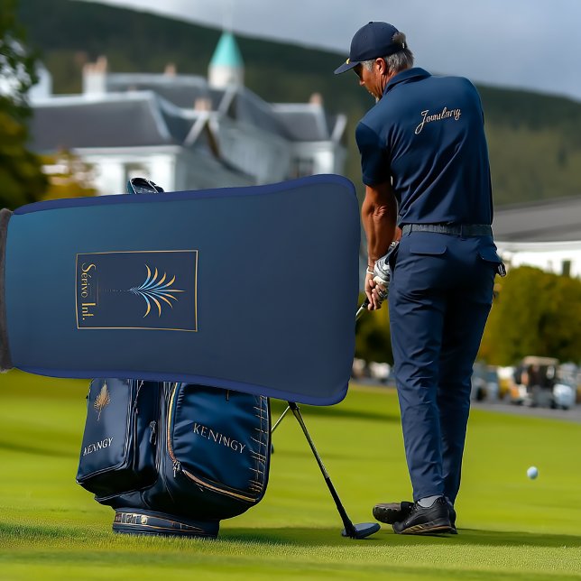 Navy Blue Midnight Palm Collection Luxury Putter Golf Head Cover (Sleek Navy Blue Business Logo Punter Head Cover)