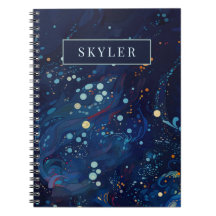 Navy blue midnight swirl galaxy abstract