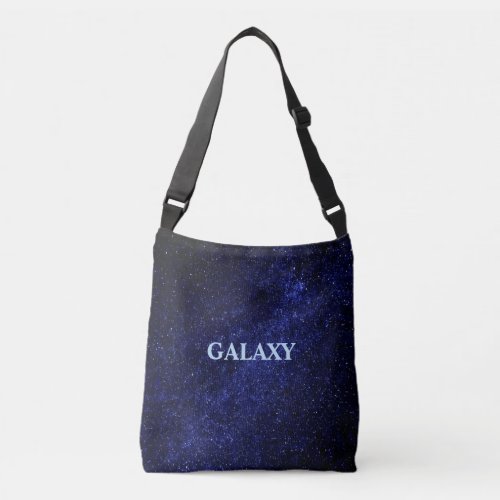 Navy blue Milky way galaxy  calligraphy Crossbody Bag