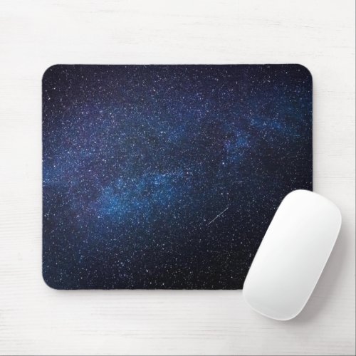 Navy Blue Milkyway Nightsky Galaxy Photograph  Mouse Pad