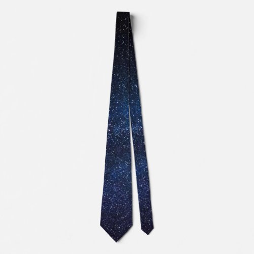 Navy Blue Milkyway Nightsky Galaxy Photograph Neck Tie
