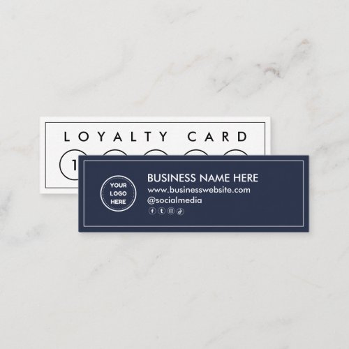 Navy Blue Mini Chic Modern Minimalist Loyalty Card