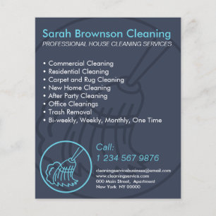 Navy Blue Minimal Home Cleaning House Keeper Flyer