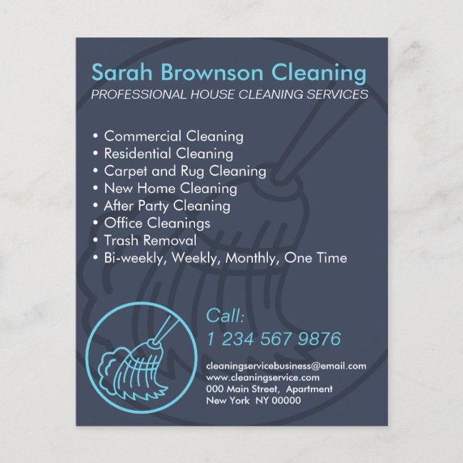Navy Blue Minimal Home Cleaning House Keeper Flyer