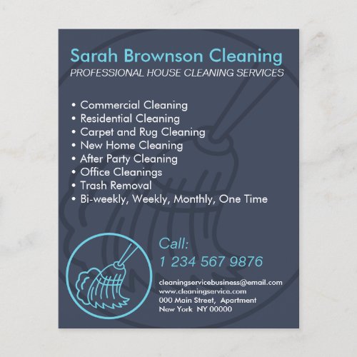 Navy Blue Minimal Home Cleaning House Keeper Flyer