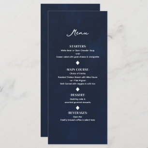 Navy Blue Minimal Modern Elegant Wedding Menu