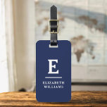 Navy Blue Minimal Modern Monogram  Luggage Tag<br><div class="desc">Elevate your travel experience with our Classic Elegant Modern Minimalist Monogram Luggage Tag. This meticulously designed accessory seamlessly combines timeless elegance with contemporary minimalism, ensuring your luggage stands out with sophistication. Crafted with precision and attention to detail, this luggage tag is more than just a practical item; it's a personalized...</div>