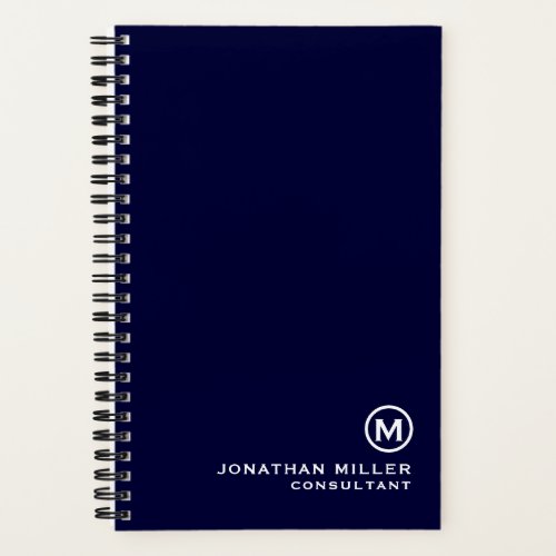 Navy Blue Minimal Monogram 55 x 85 Spiral Notebook