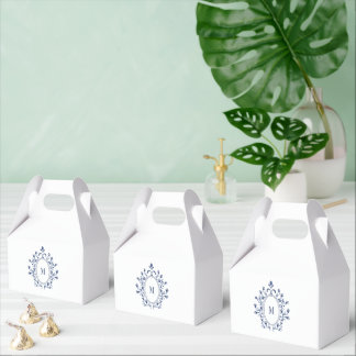 Navy Blue Minimal Monogram Favor Boxes
