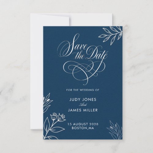 NAVY BLUE MINIMAL RUSTIC CLASSY SIMPLE SAVE THE  DATE