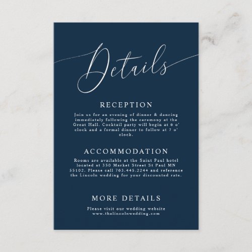 Navy Blue Minimal Wedding Details  