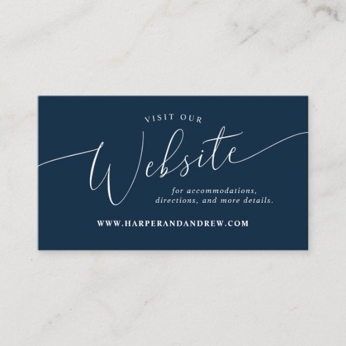 Navy Blue Minimal Wedding Website   Enclosure Card