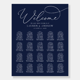 Navy Blue Minimalist 20 Table Seating Chart Foam Board