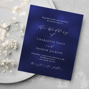 Navy blue minimalist budget wedding invitation flyer