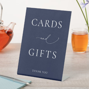 Navy Blue Minimalist Cards and Gifts Pedestal Sign