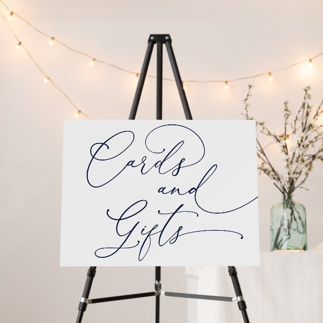 Navy Blue Minimalist Cards and Gifts Sign Foam (In Situ (Stand))