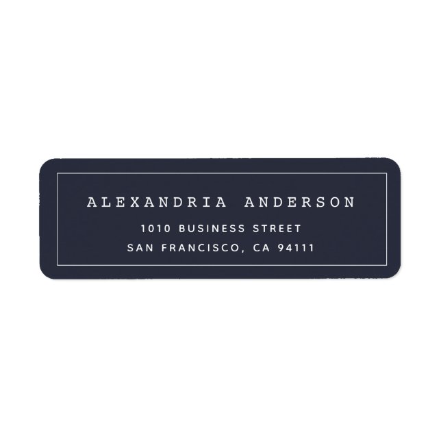 Navy Blue Minimalist Clean Border Address Label (Front)