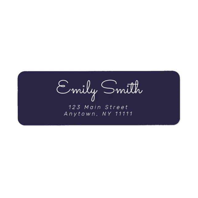 Address Label Cursive Navy Blue Minimalist Cursive Return Address Label | Zazzle