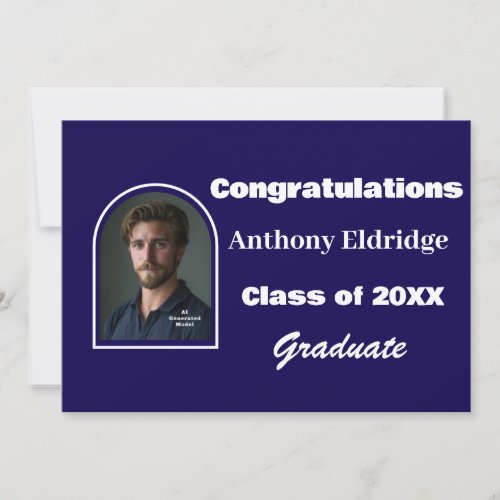Navy Blue Minimalist Graduation Banner Announcement