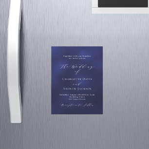 Navy blue minimalist luxury wedding magnetic invitation