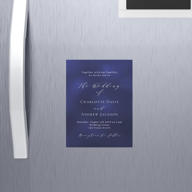 Navy blue minimalist luxury wedding magnetic invitation (Creator Uploaded)