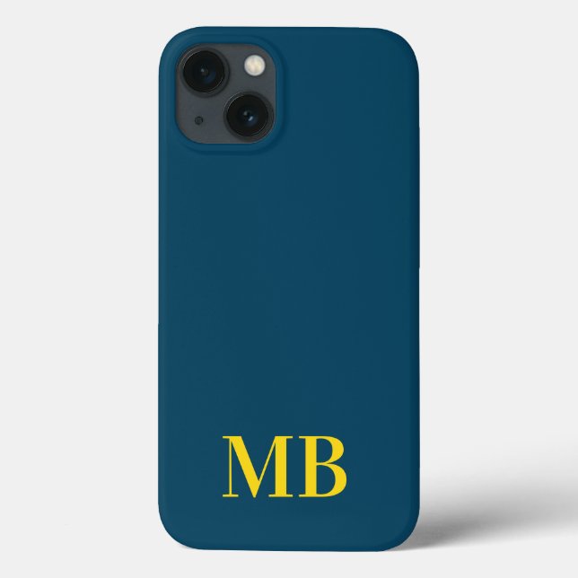 Navy Blue Minimalist Modern Initial Monogram Case-Mate iPhone Case (Back)
