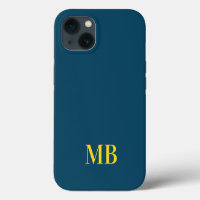 Navy Blue Minimalist Modern Initial Monogram