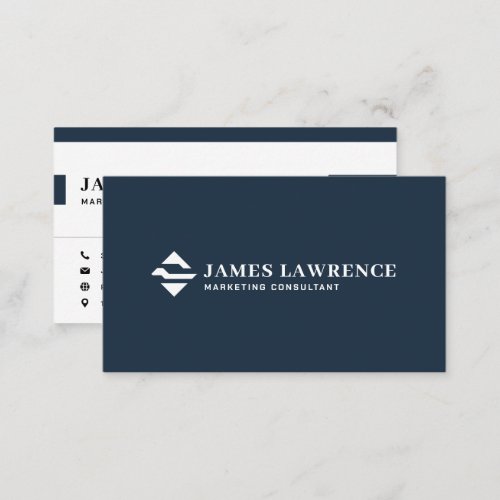 Navy Blue Minimalist Modern Professional Business Card