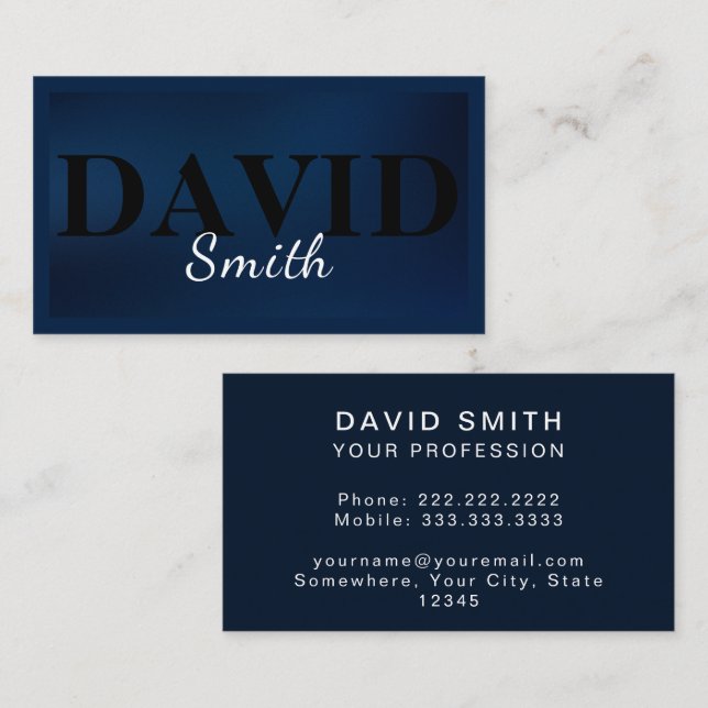  Navy Blue Minimalist Modern Professional  Business Card (Front/Back)