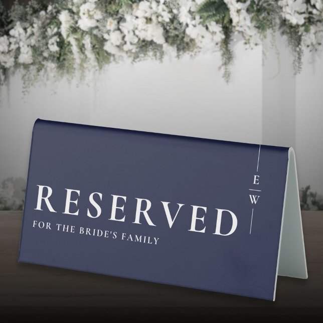 Navy Blue Minimalist Modern Reserved Table Tent (Navy Blue Minimalist Modern Reserved Table Tent)
