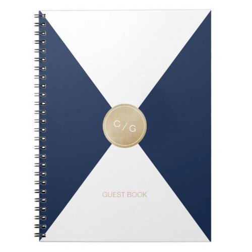 Navy blue minimalist modern wedding guest book