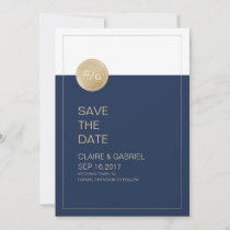 Navy blue minimalist modern wedding save the date