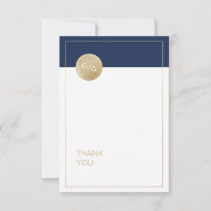 Navy blue minimalist modern wedding thank you