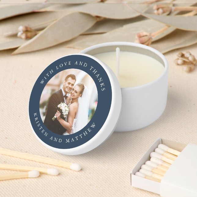 Navy Blue Minimalist Modern Wedding Thank You Mini Candle Favors (Insitu)