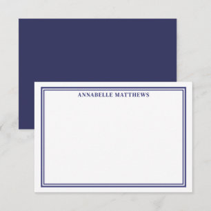 Navy Blue Minimalist Name Monogram Note Card