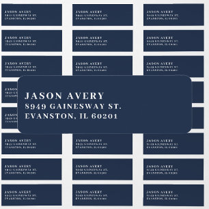 Navy Blue Minimalist Name Return Address Label