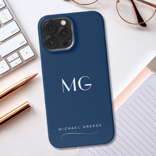 Navy Blue Minimalist Personalized iPhone 13 Pro Max Case