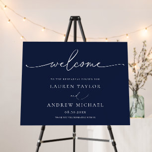 Navy Blue Minimalist Rehearsal Dinner 1 Foam Board
