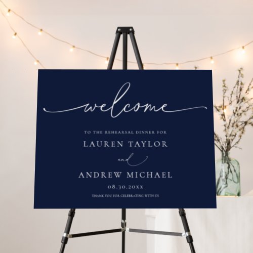 Navy Blue Minimalist Rehearsal Dinner 1 Foam Board