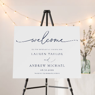 Navy Blue Minimalist Rehearsal Dinner 1 Foam Board
