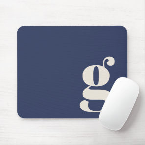 Navy Blue Minimalist Retro Monogram Initial Custom Mouse Pad